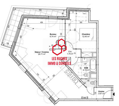 Appartement - 61 m² - 2 pièces