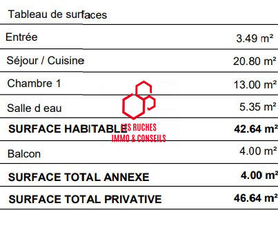 Appartement - 43 m² - 2 pièces