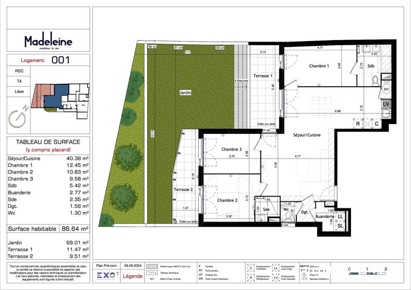 Appartement - 87 m² - 4 pièces