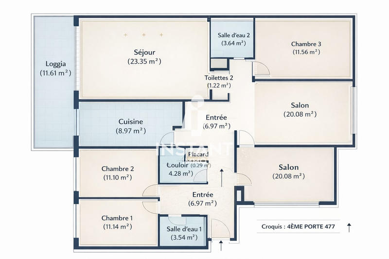 Appartement - 107 m² - 5 pièces