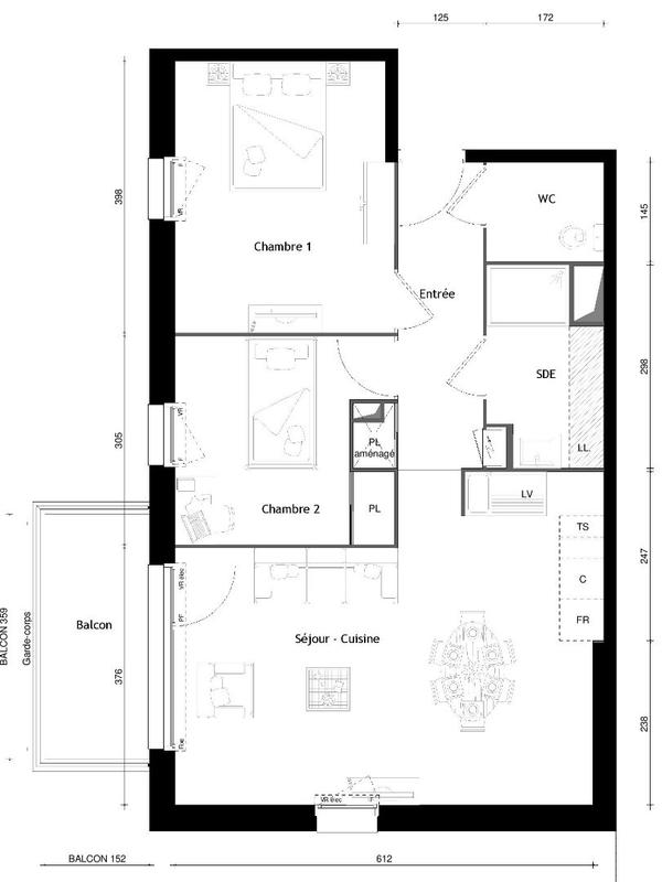 Appartement - 61 m² - 3 pièces