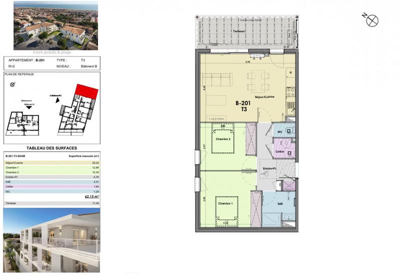 Appartement - 62 m² - 3 pièces