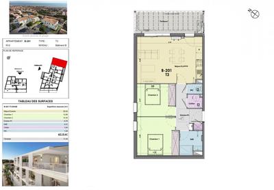 Appartement - 62 m² - 3 pièces