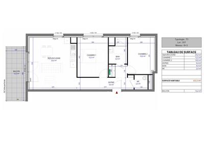 Appartement - 61 m² - 3 pièces