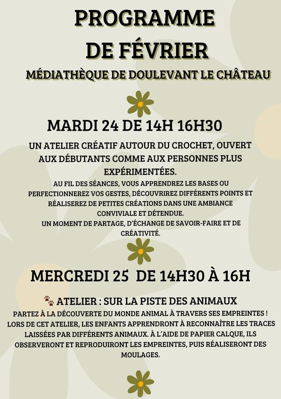 ateliers créatifs - médiathèque de Doulevant-le-Château