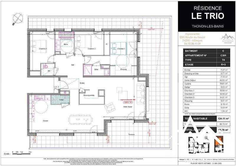 Appartement - 124 m² - 4 pièces