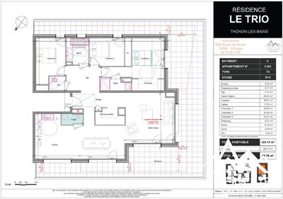 Appartement - 124 m² - 4 pièces