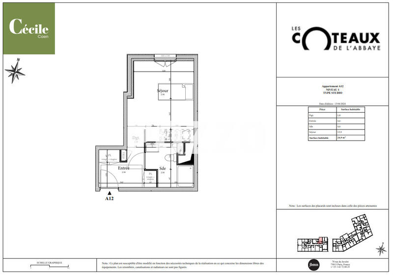 Appartement - 25 m² - 1 pièce
