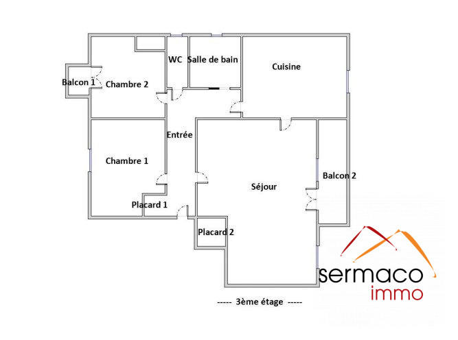 Appartement - 80 m² - 4 pièces