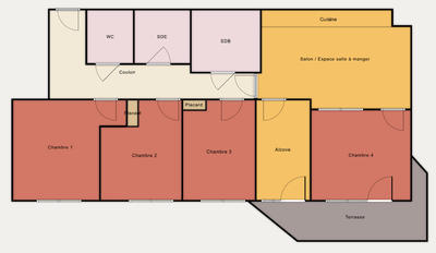 Chambre - 21 m² - 5 pièces