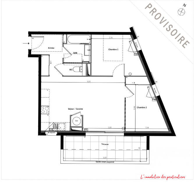 Appartement - 53 m² - 3 pièces