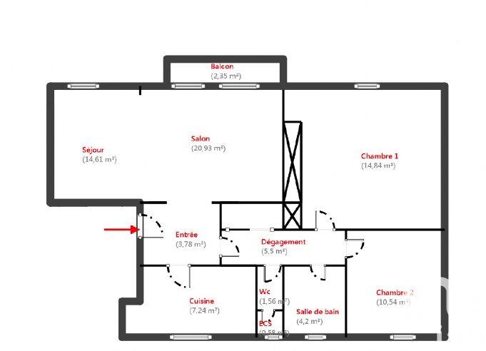 Appartement - 84 m² - 4 pièces