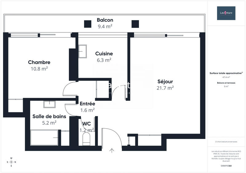 Appartement - 47 m² - 2 pièces