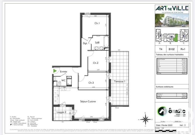 Appartement - 79 m² - 4 pièces