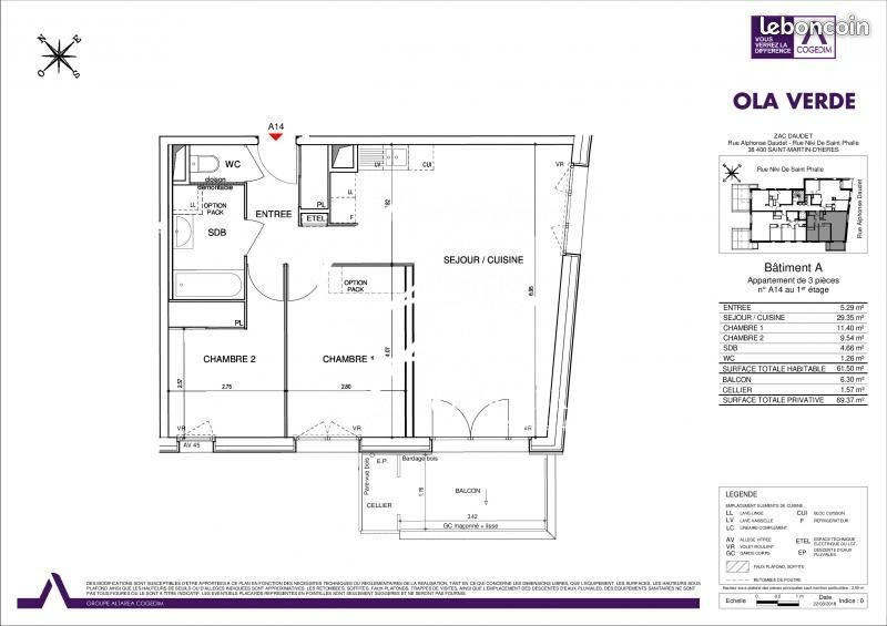 Appartement - 62 m² - 3 pièces
