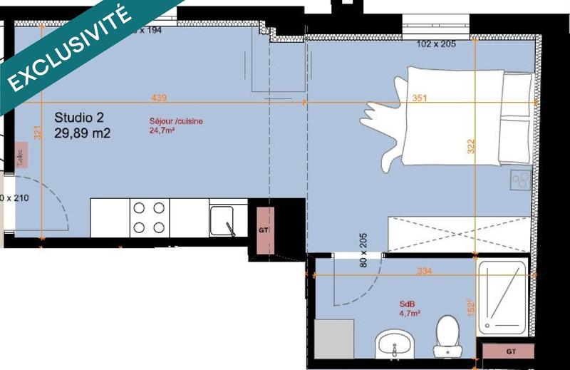 Appartement - 30 m² - 1 pièce