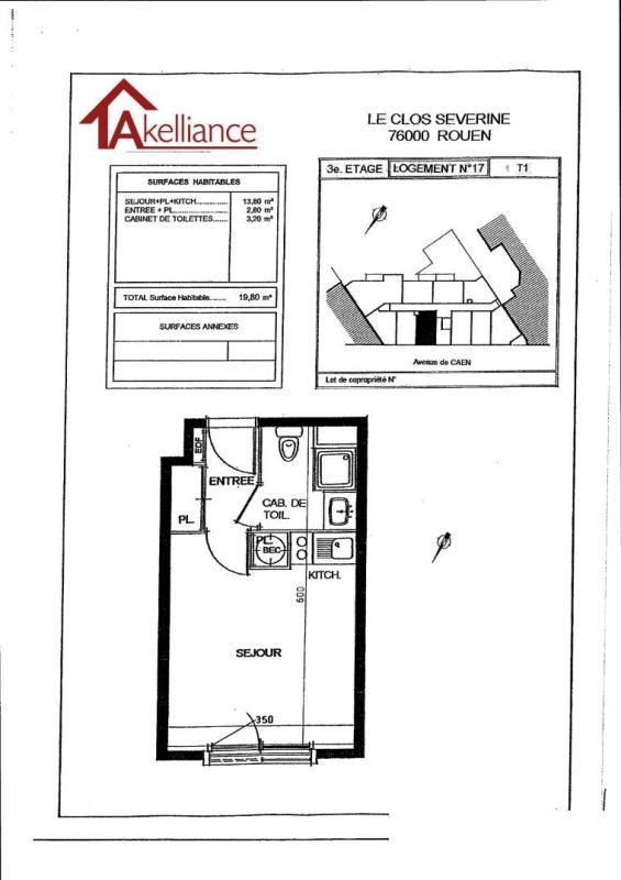 Studio - 19 m² - 1 pièce