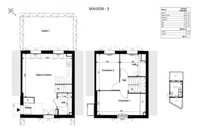 Maison - 68 m² - 3 pièces