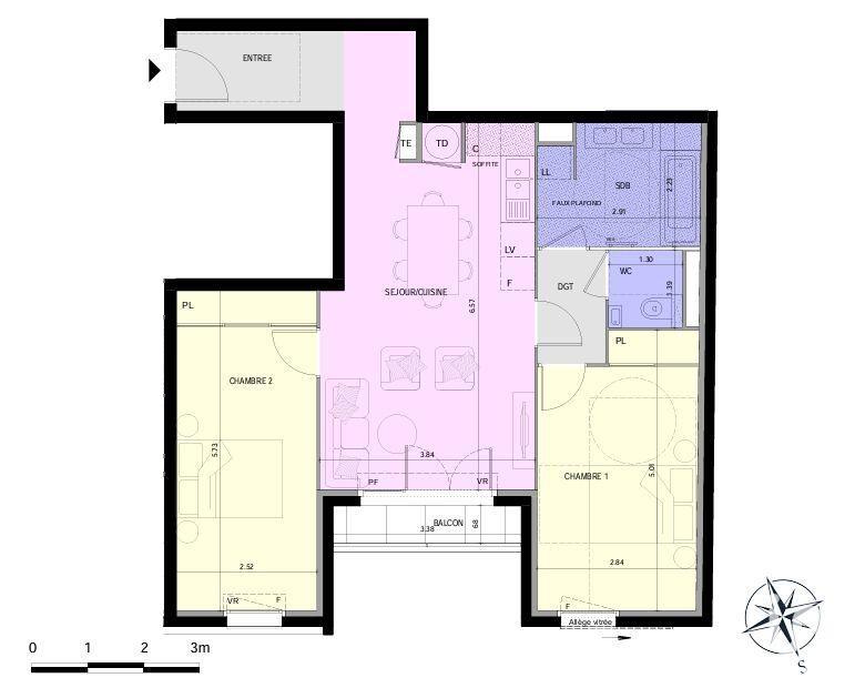 Appartement - 69 m² - 3 pièces