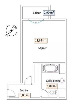 Appartement - 28 m² - 1 pièce