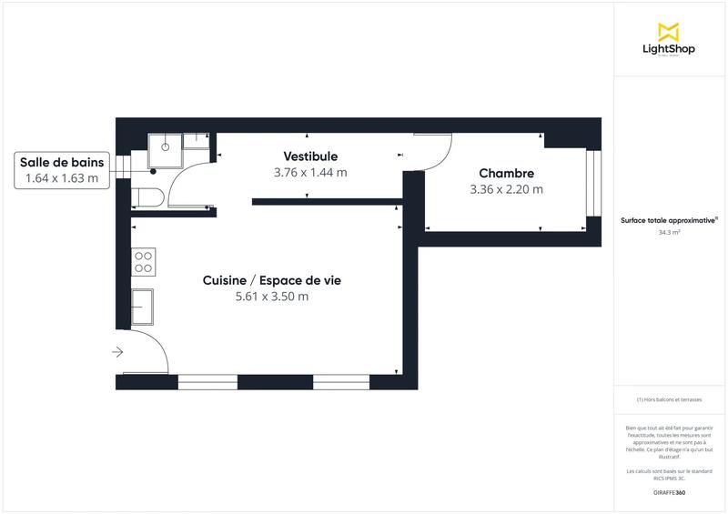 Appartement - 35 m² - 2 pièces