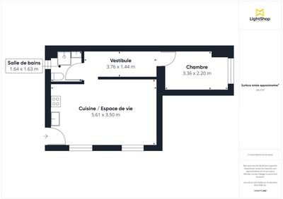 Appartement - 35 m² - 2 pièces