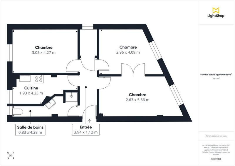 Appartement - 53 m² - 3 pièces
