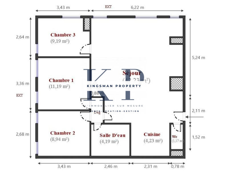 Appartement - 83 m² - 4 pièces