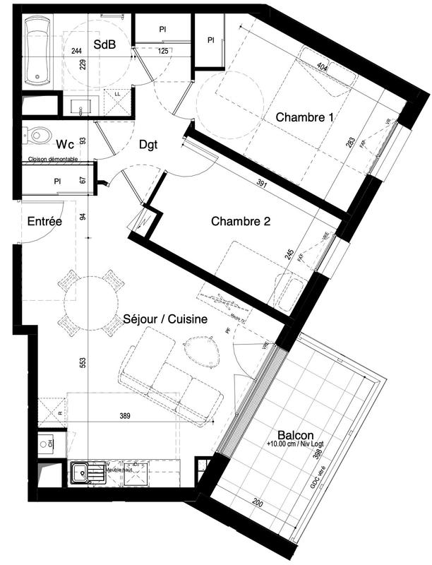 Appartement - 61 m² - 3 pièces