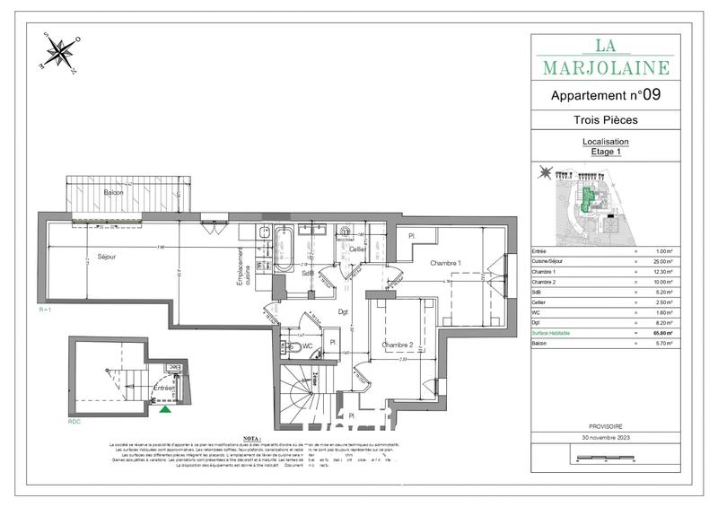 Appartement - 66 m² - 3 pièces