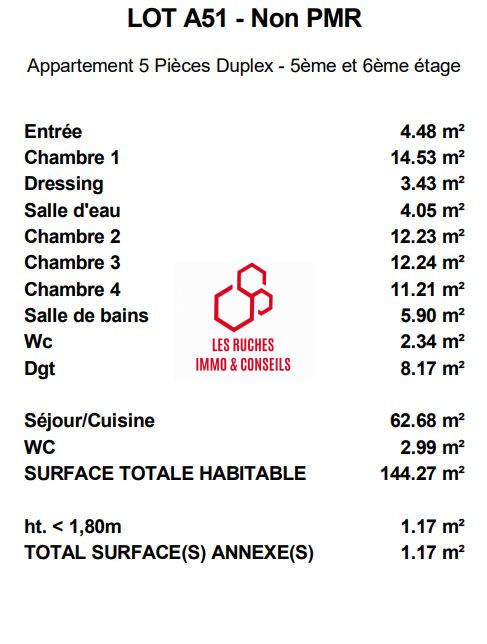 Duplex - 143 m² - 5 pièces