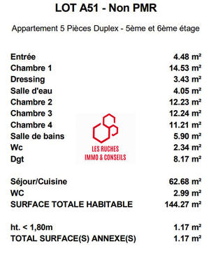 Duplex - 143 m² - 5 pièces