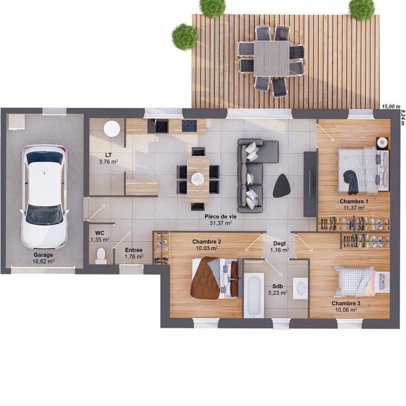 Maison - 76 m² - 5 pièces