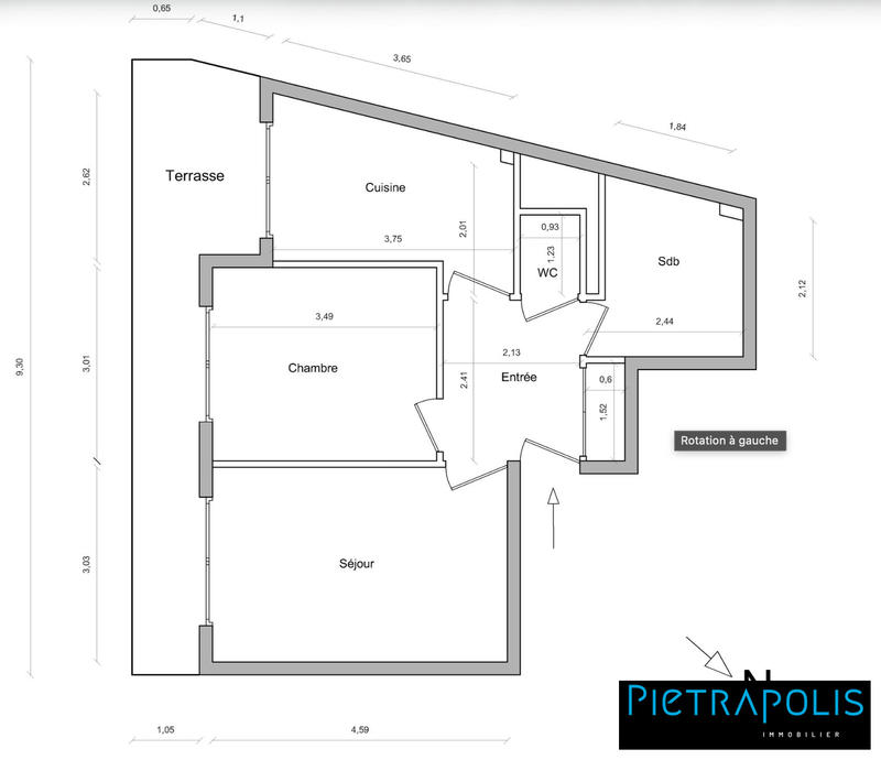 Appartement - 46 m² - 2 pièces