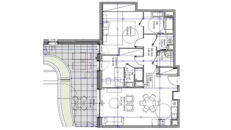 Appartement - 75 m² - 3 pièces