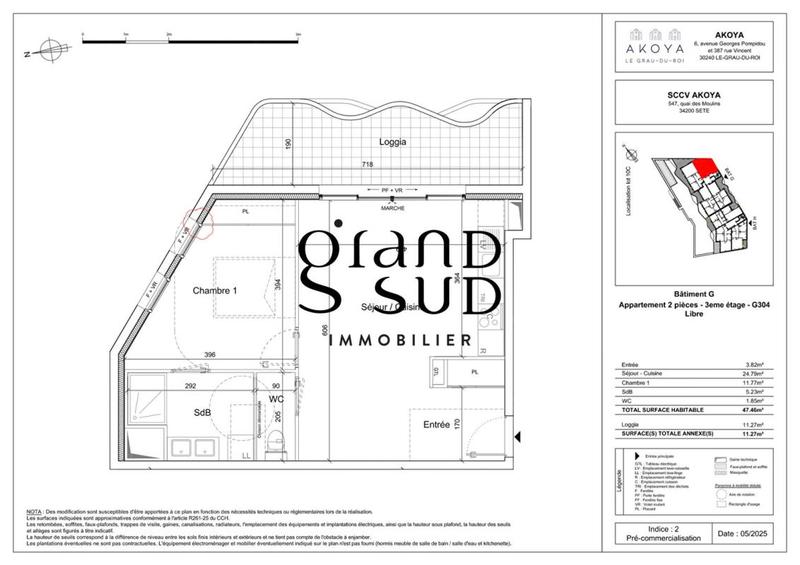 Appartement - 47 m² - 2 pièces