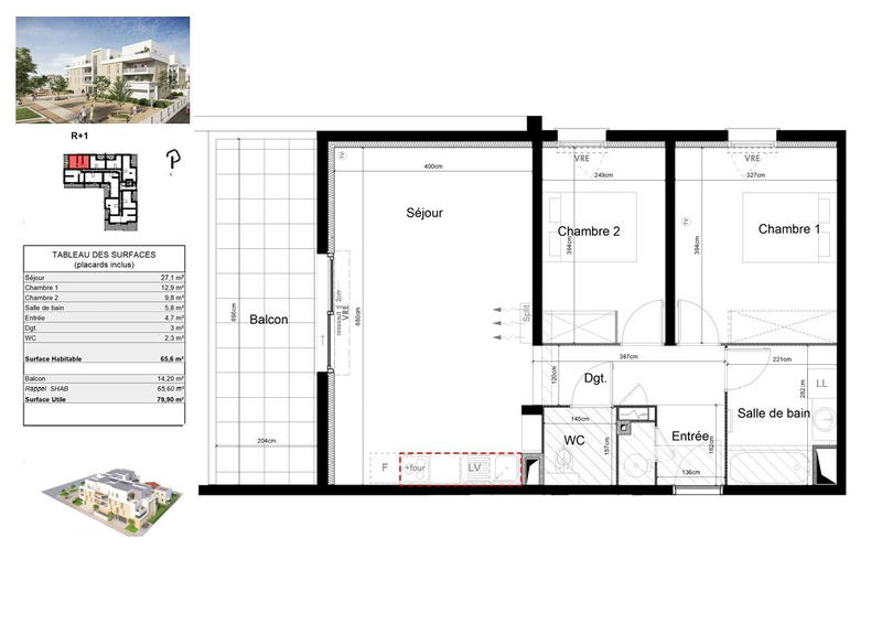 Appartement - 65 m² - 3 pièces