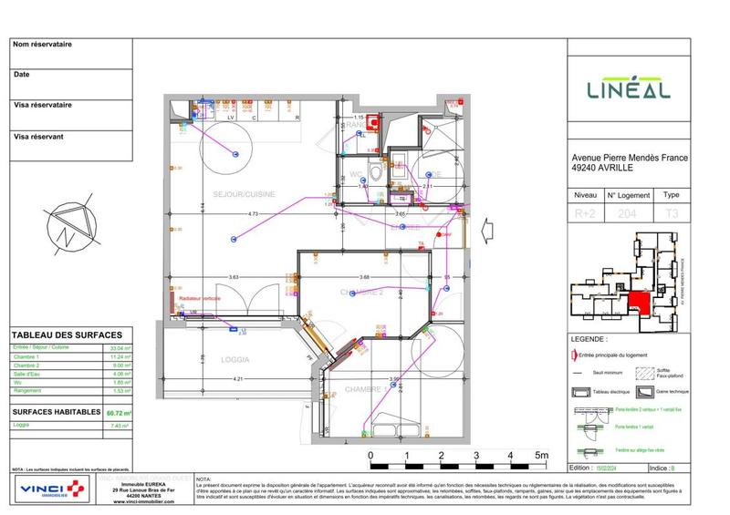 Appartement - 60 m² - 3 pièces