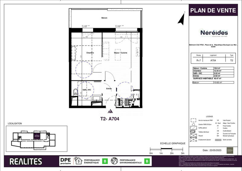 Appartement - 40 m² - 2 pièces
