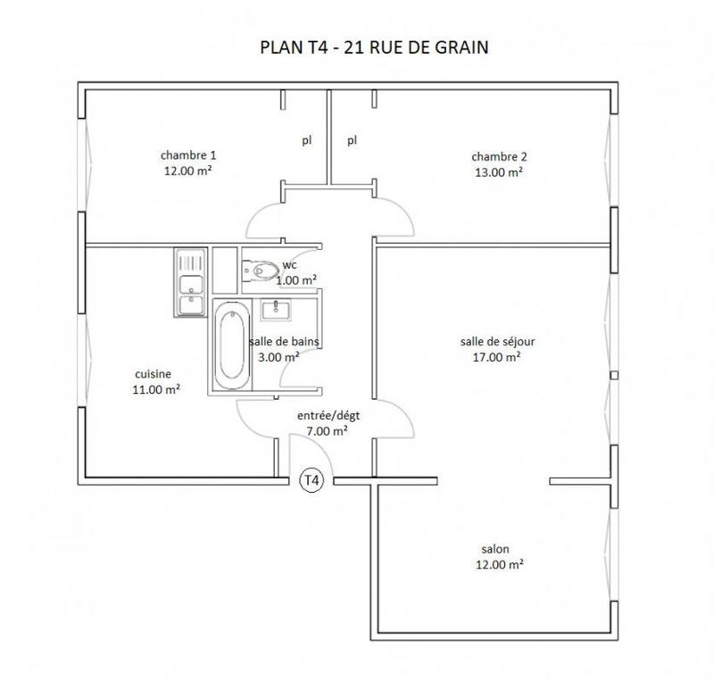 Appartement - 76 m² - 4 pièces