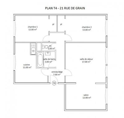 Appartement - 76 m² - 4 pièces