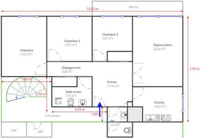 Appartement - 89 m² - 4 pièces