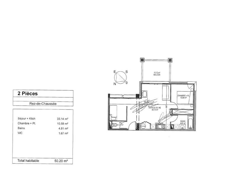 Appartement - 50 m² - 2 pièces