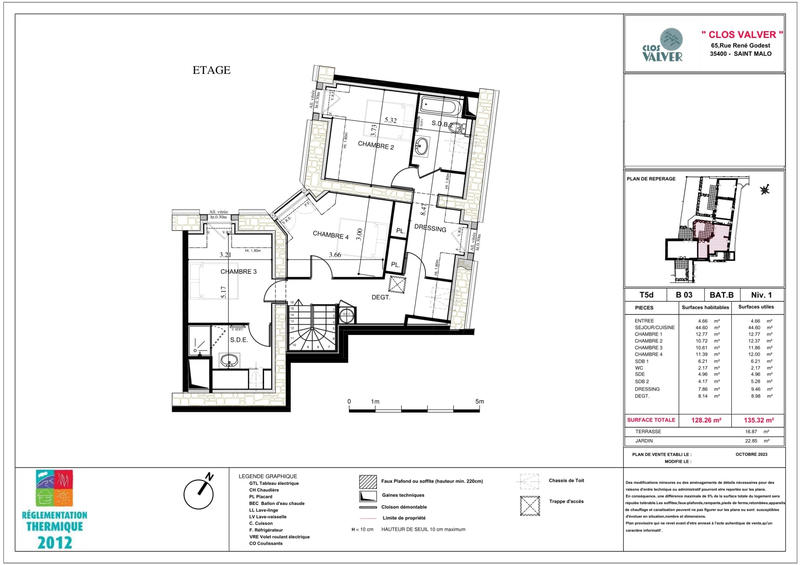 Appartement - 128 m² - 5 pièces