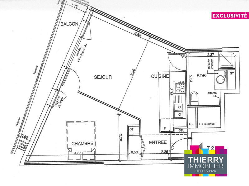 Appartement - 43 m² - 2 pièces