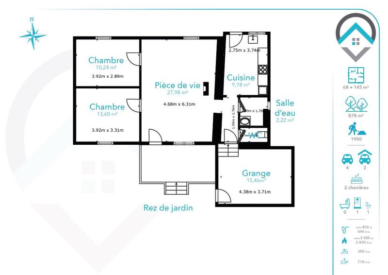 Maison - 67 m² - 3 pièces