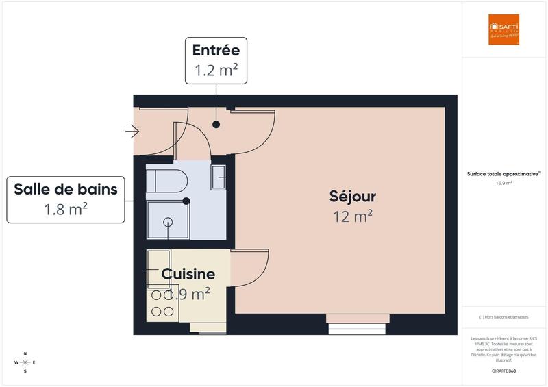 Appartement - 17 m² - 1 pièce