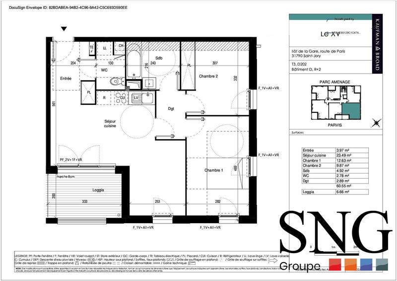 Appartement - 61 m² - 3 pièces
