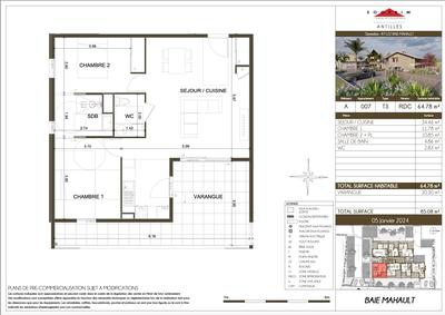 Appartement - 65 m² - 3 pièces