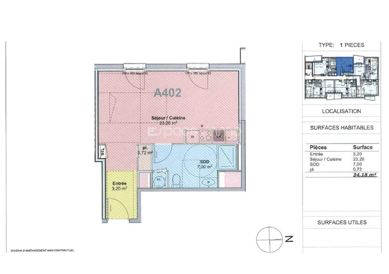 Appartement - 34 m² - 1 pièce
